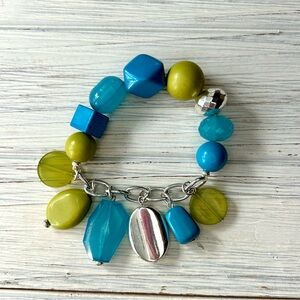 Giant Blue & Green Bead Charm Bracelet